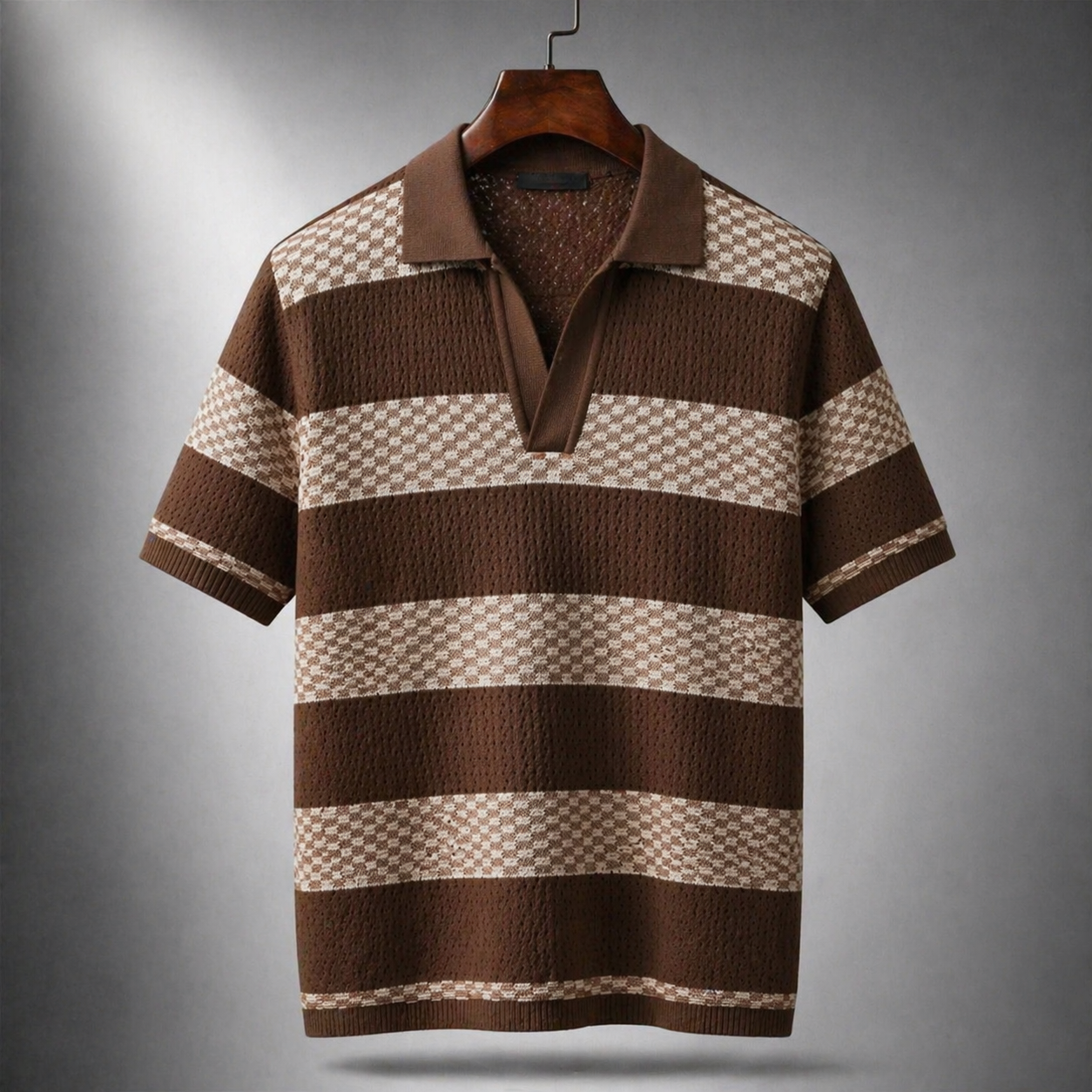 Laurent | Knitted Striped Polo Shirt
